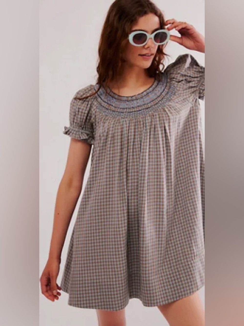 FREE PEOPLE - Poet Plaid Mini Dress: Size Large